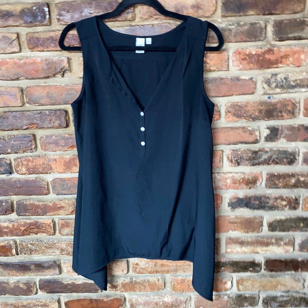 14th & Union Black Quarter Button Sleeveless Tank Top Women's Size Small